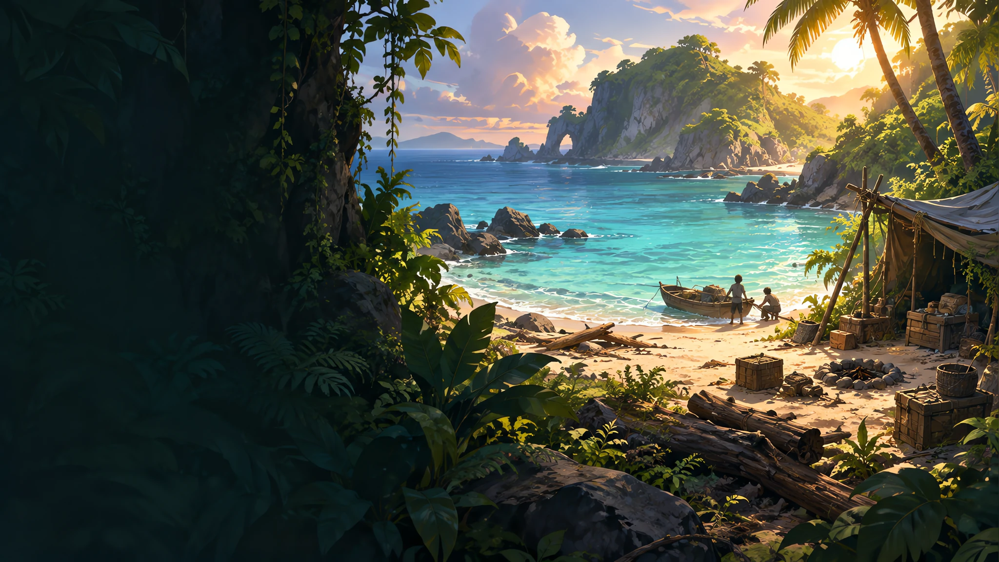 An original island scene inspired by Stranded with You